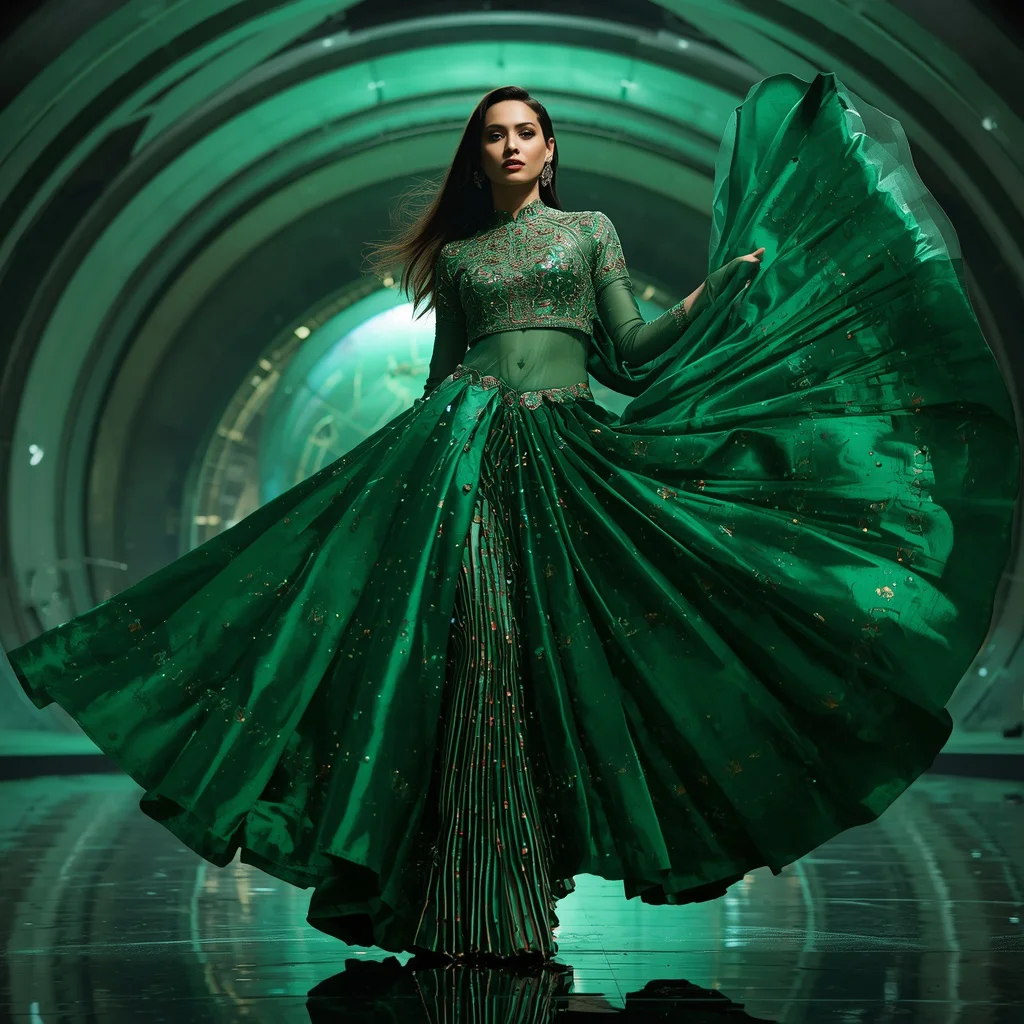 Emerald Supernova Apex Rift Infinity Quantum Armor Saree with Cathedral Sphere Collapse Reactor Singularity Dome Core | chatgpt saree prompt instagram — AI image prompt